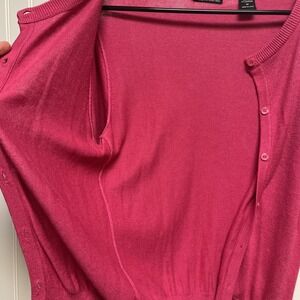 Moda International Silk Cashmere Blend Cardigan Sweater Size M Pink